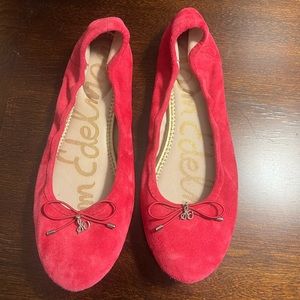 Sam Edelman hot pink flats size 9.5 suede Felicia color with bow